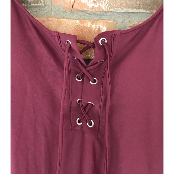 Mossimo Women’s One Piece Burgundy Swimsuit Size Large - Picture 8 of 8